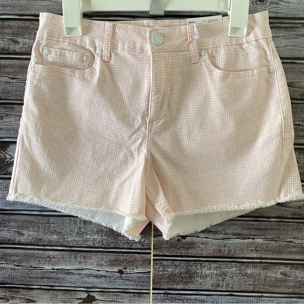 NWT LC Lauren‎ Conrad Gingham Print Mid-Rise Shorts Size 8